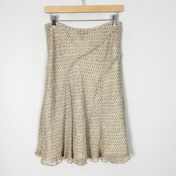 Y2K Alfani Silk Lettuce Hem Skirt Fall Ditsy Floral A-line Size 8 Women's - Picture 3 of 4